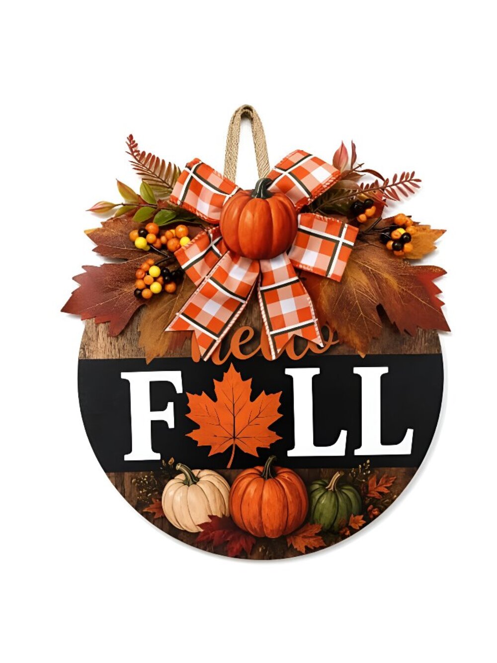 Fall Wreaths for Front Door, Thanksgiving Harvest Pumpkin Autumn Decor Sign